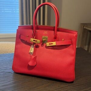 Hermes Birkin 30 Red Epsom Leather and Gold hardware
